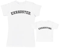 Exhausting & Exhausted - Kid's Gift Set with Kid's T-Shirt & Mother's T-Shirt (4507820097585)