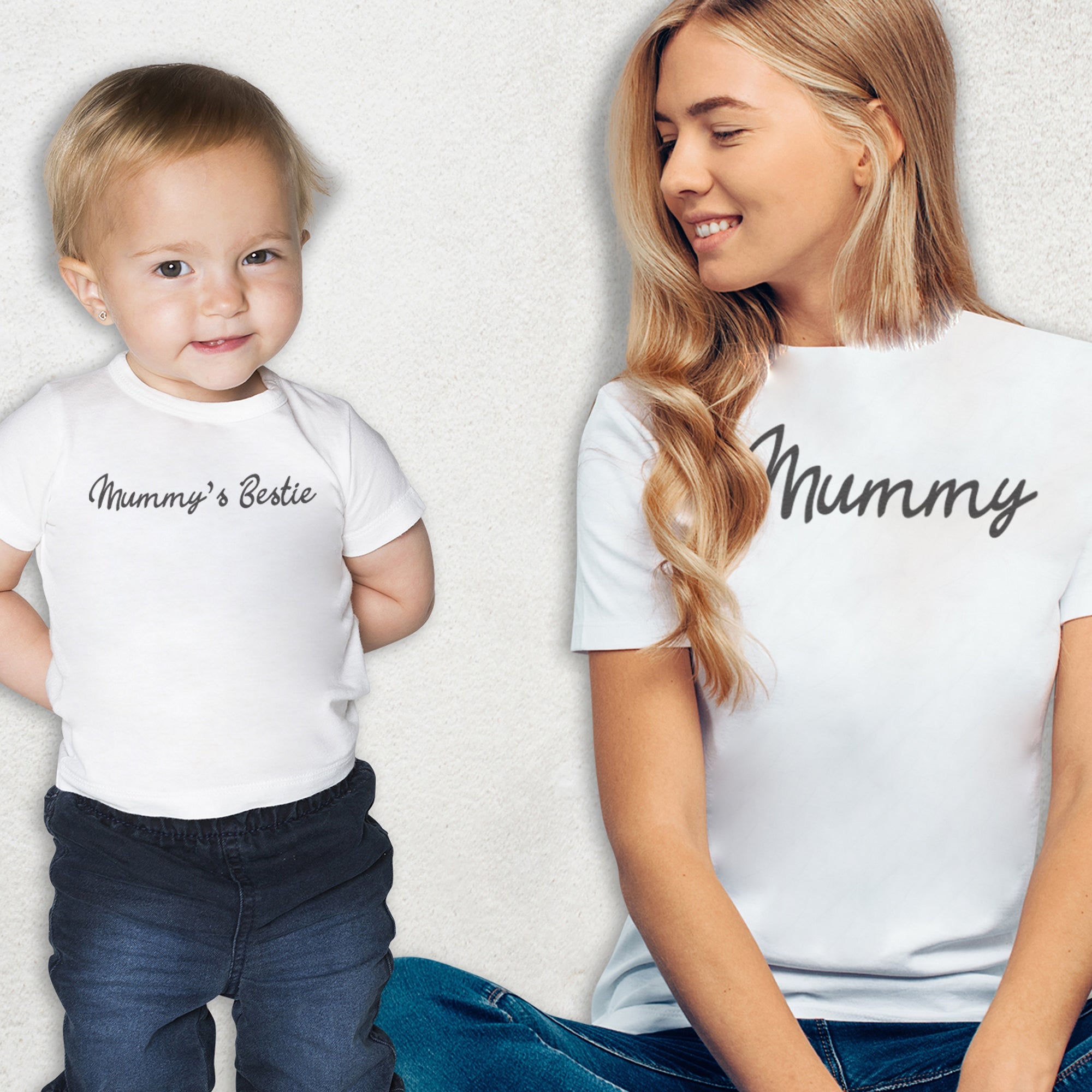 Mummy & Mummys Bestie - Baby T-Shirt & Bodysuit / Mum T-Shirt Matching Set - (Sold Separately)