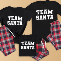 Team Santa - Family Matching Christmas Pyjamas - Top & Tartan PJ Bottoms - (Sold Separately)