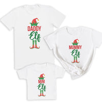 Daddy, Mummy & Mini Elf With Hat & Feet - Family Matching Christmas Tops - Adult, Kids & Baby - (Sold Separately)