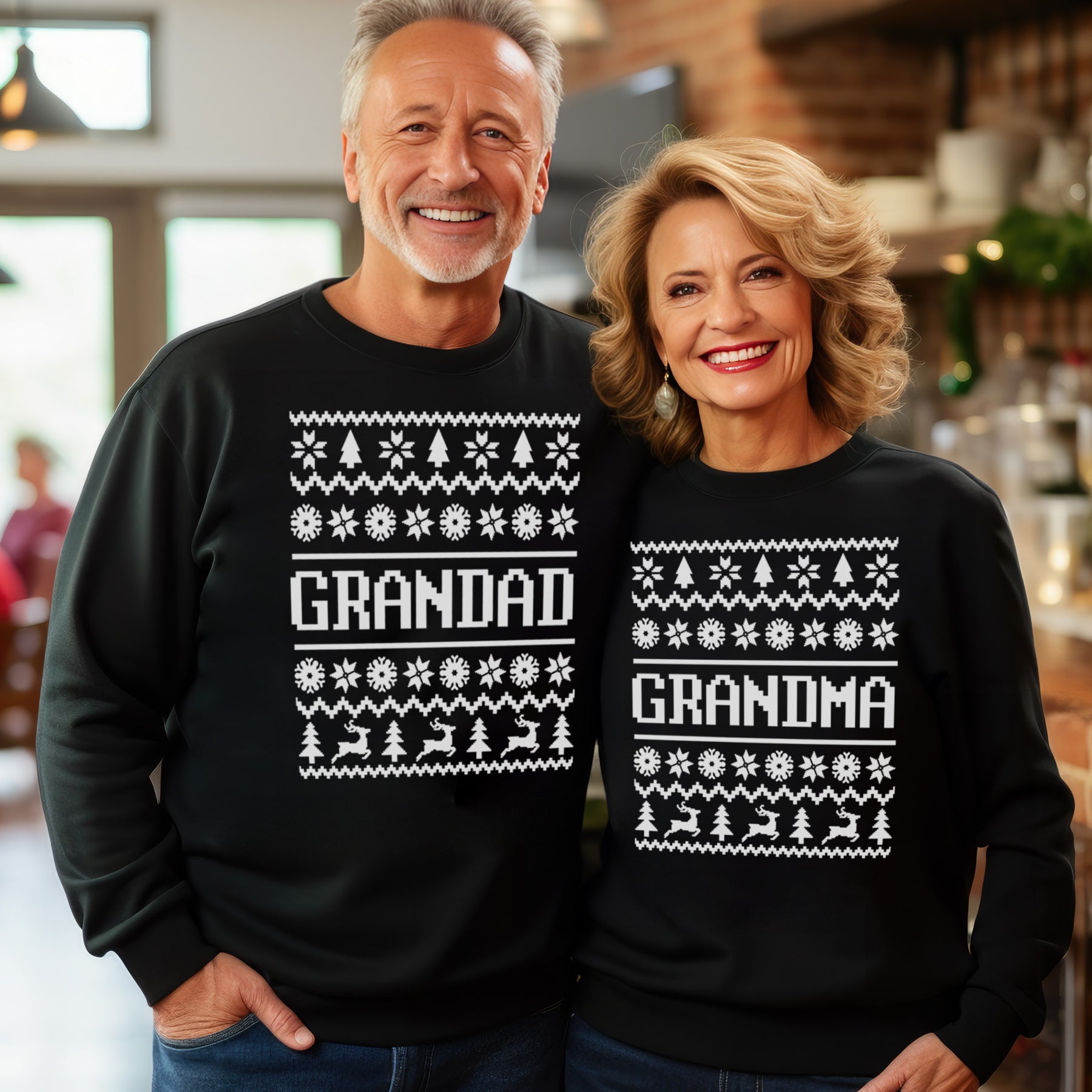 Family Names Pattern Christmas Sweater - Christmas Jumper Sweatshirt - Black - All Sizes