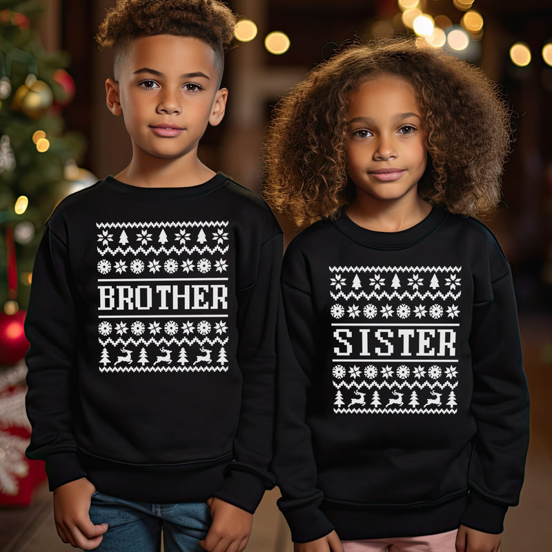 Family Names Pattern Christmas Sweater - Christmas Jumper Sweatshirt - Black - All Sizes