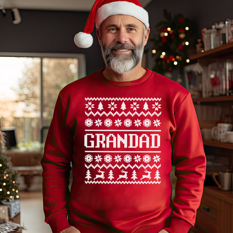 Family Names Pattern Christmas Sweater - Christmas Jumper Sweatshirt - Red - All Sizes