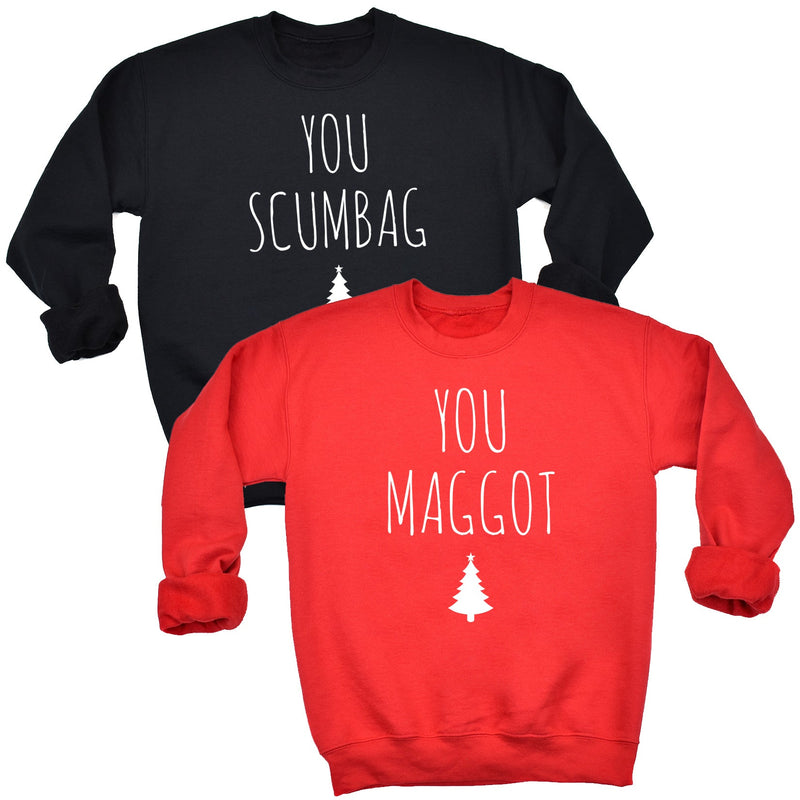 You Scumbag & You Maggot Christmas Sweater - Christmas Jumper Sweatshirt - All Sizes - (Sold Separately)