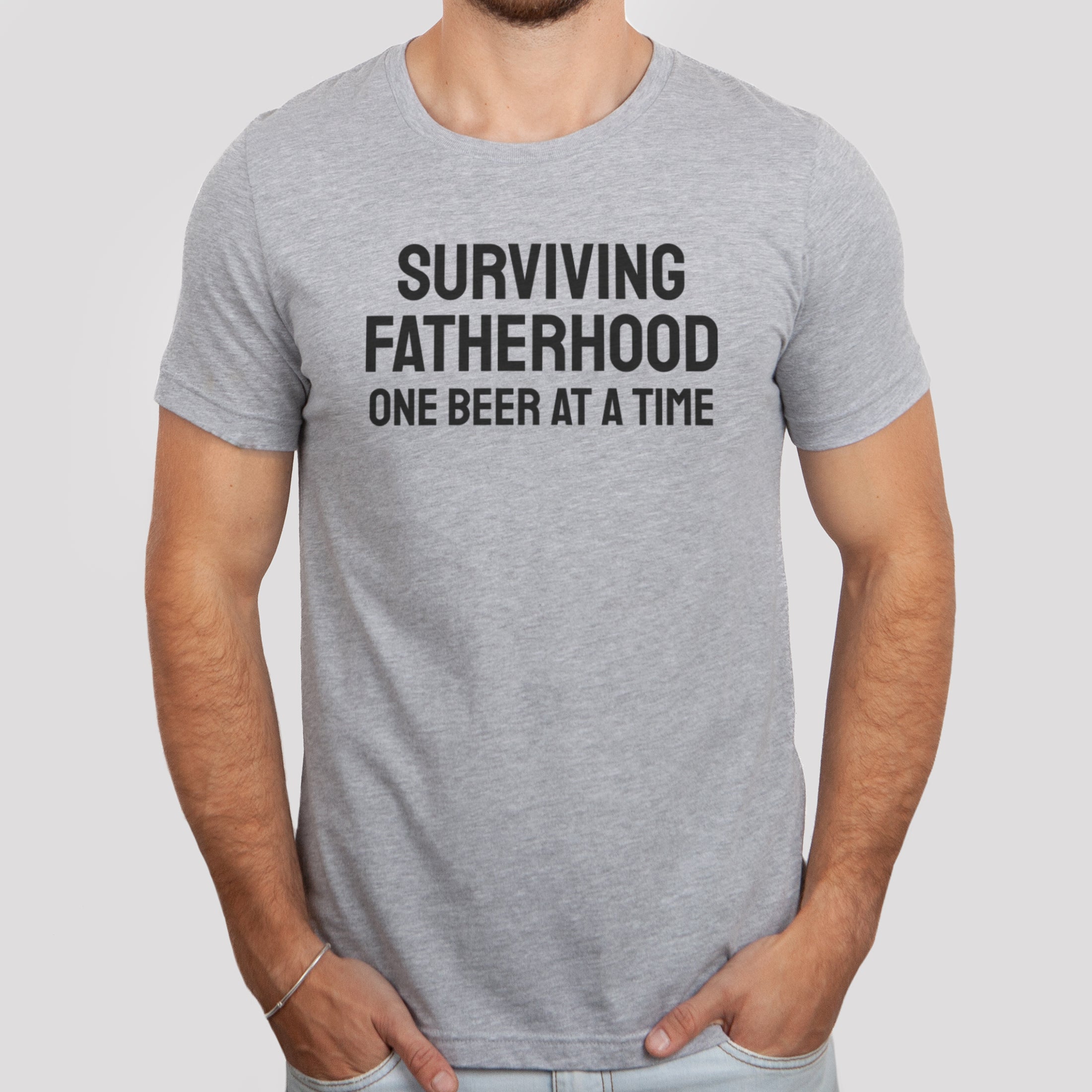 Surviving Fatherhood One Beer At A Time - Mens T-Shirt - Dads T-Shirt