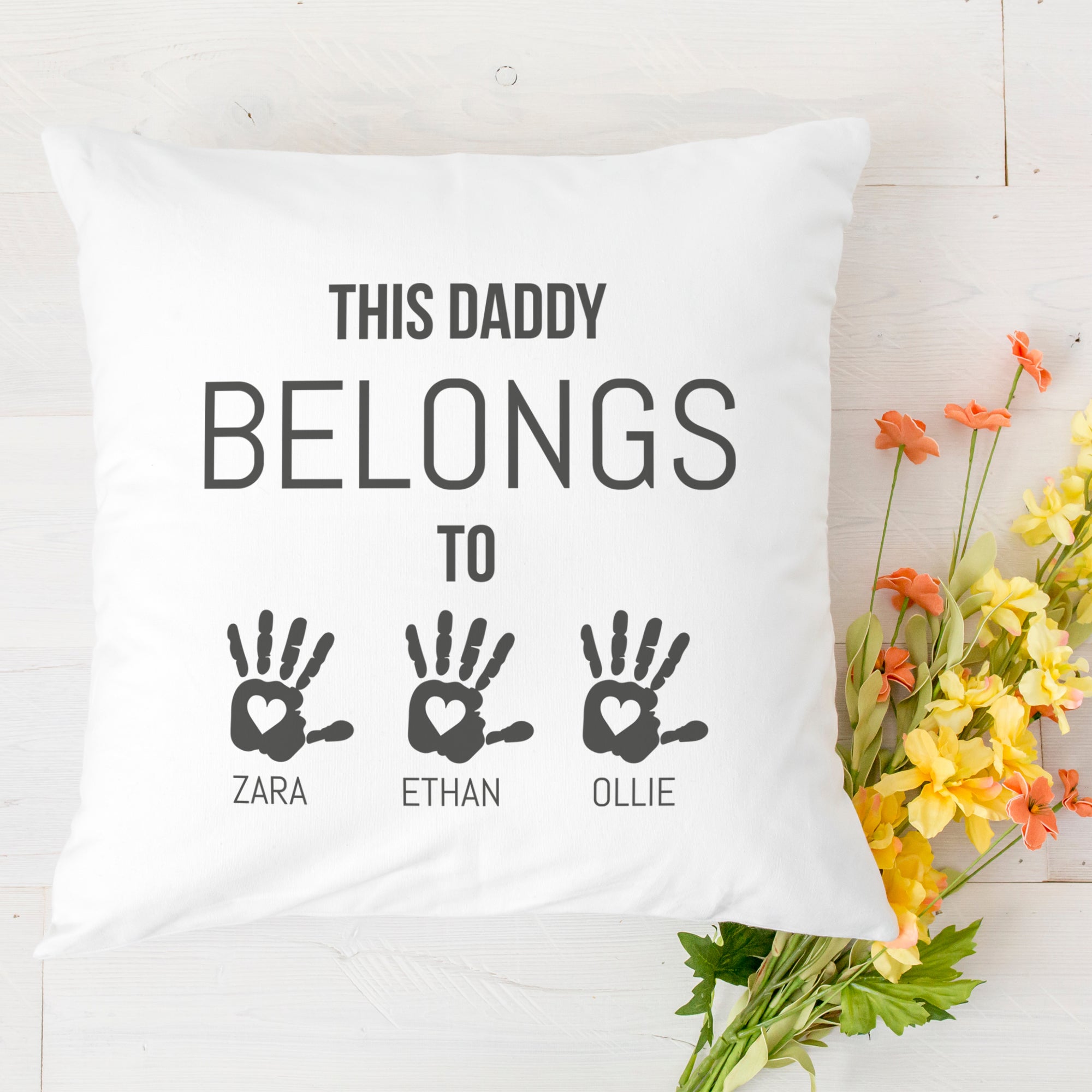 Personalised This Daddy Belongs To - Printed Cushion Cover - One Size