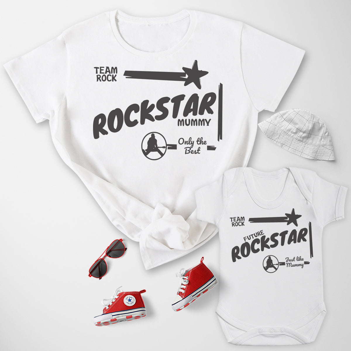 Future Rockstar Just Like Mummy - Baby T-Shirt & Bodysuit / Mum T-Shirt - (Sold Separately)