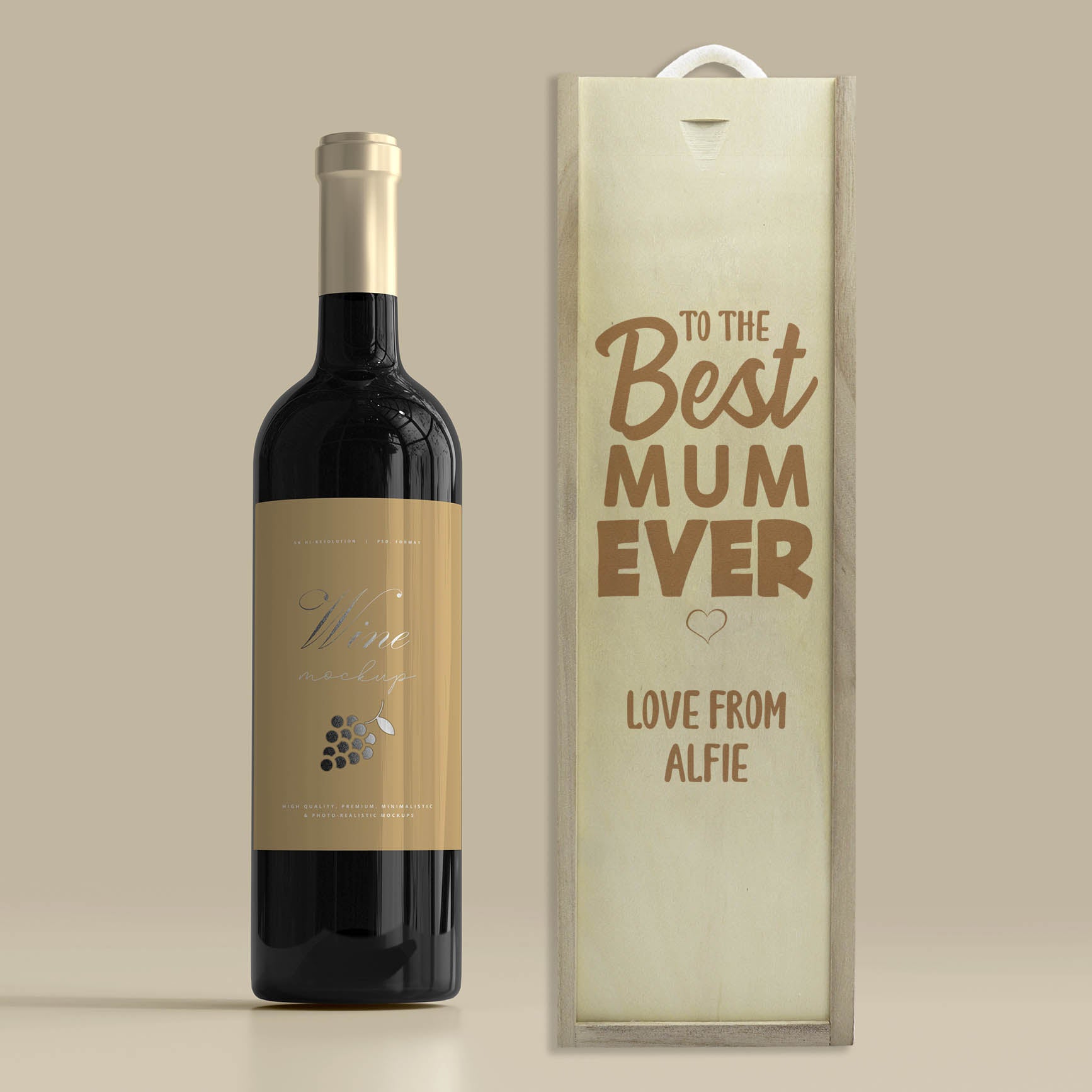 Personalised Best Mum Ever - Gift Bottle Presentation Box for One Bottle