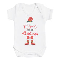 PERSONALISED First Christmas with Santa Hat & Boots - Baby Bodysuit & Baby T-Shirt