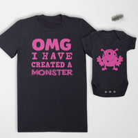 OMG I've Created A Pink Monster! - Dad / Mum T-Shirt & Kids T-Shirt - (Sold Separately)