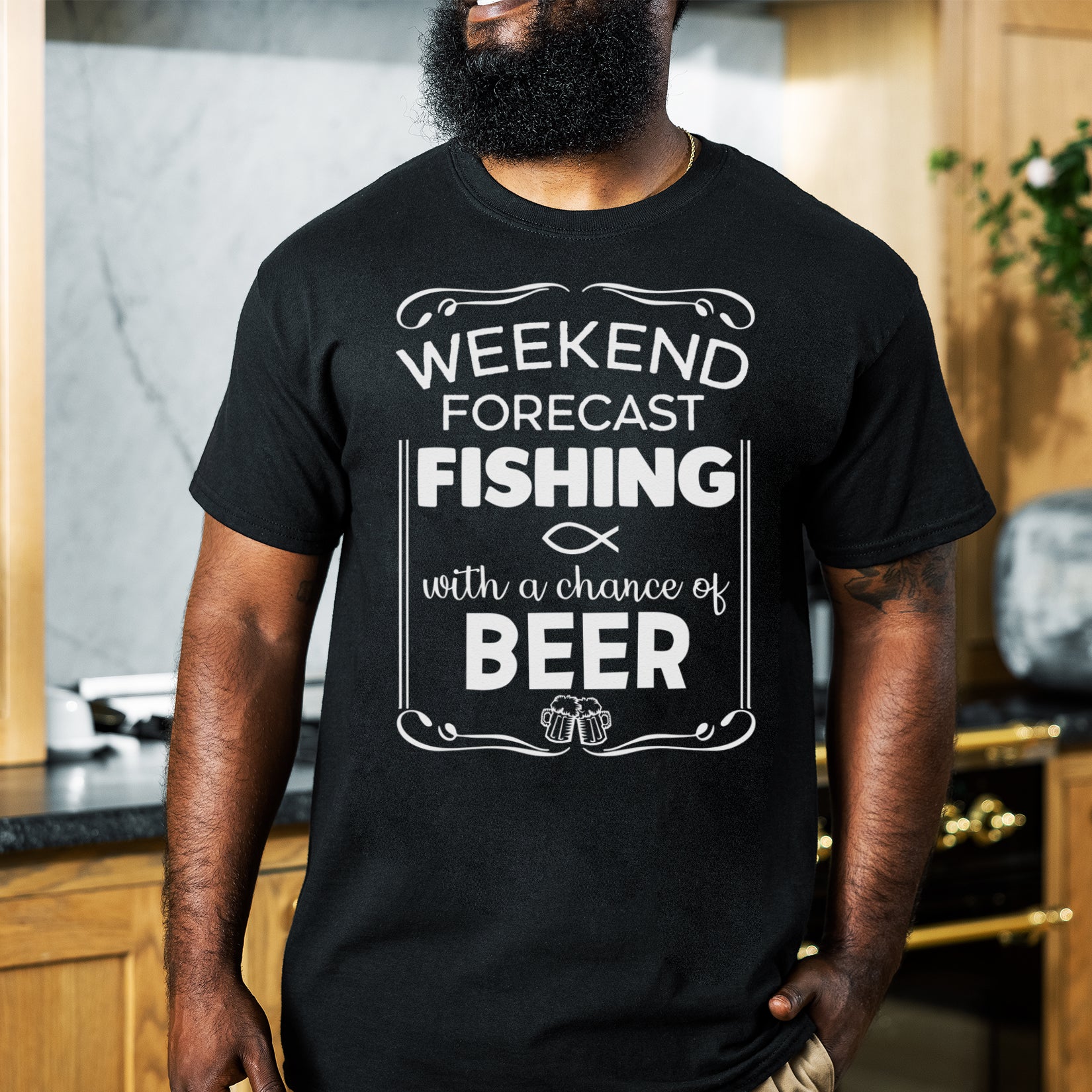 Weekend Forecast Fishing Beer - Mens T-Shirt