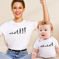 Evolution To Mummy & Baby - Baby T-Shirt & Bodysuit / Mum T-Shirt - (Sold Separately)