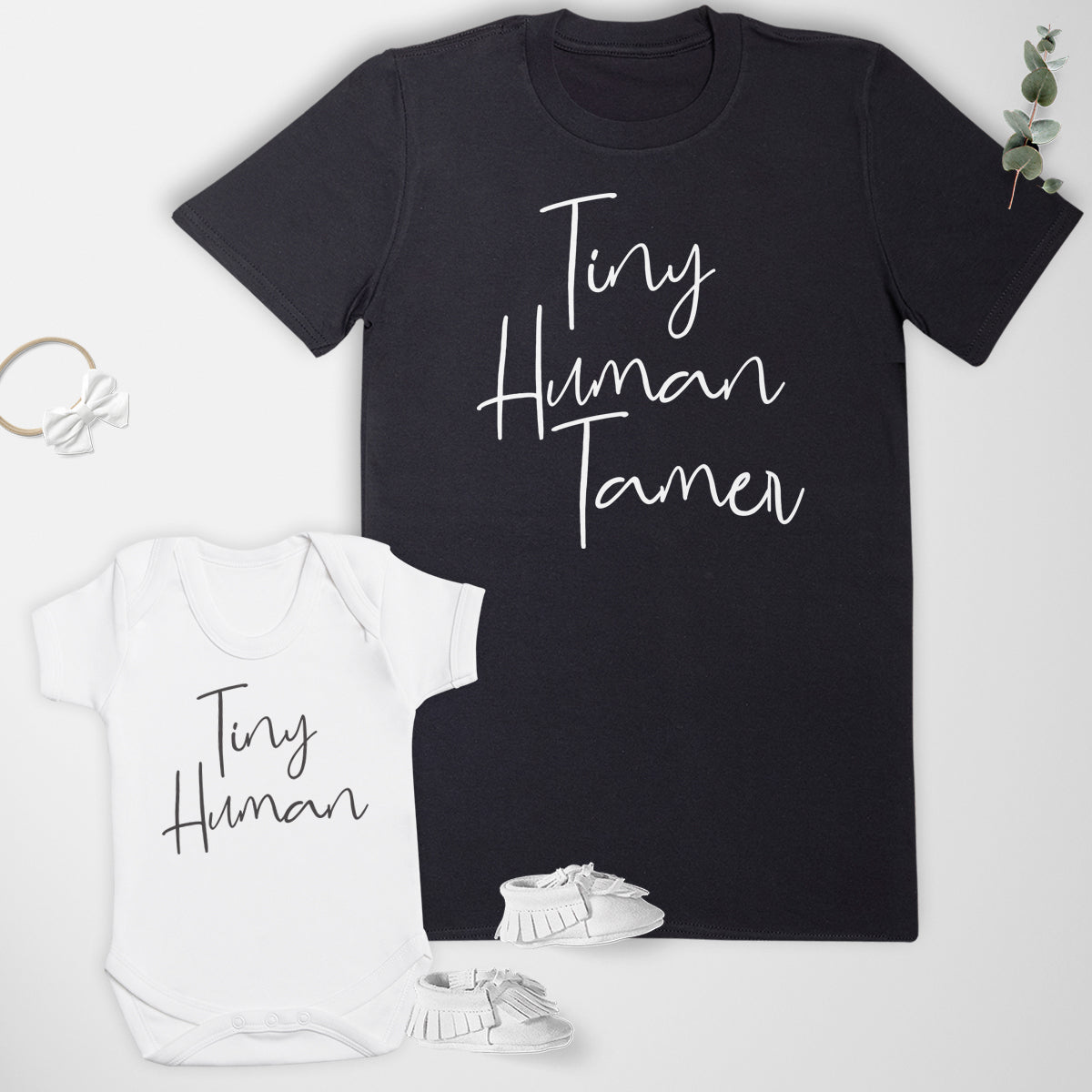 Tiny Human - Dad / Mum T-Shirt & Baby Bodysuit - (Sold Separately)