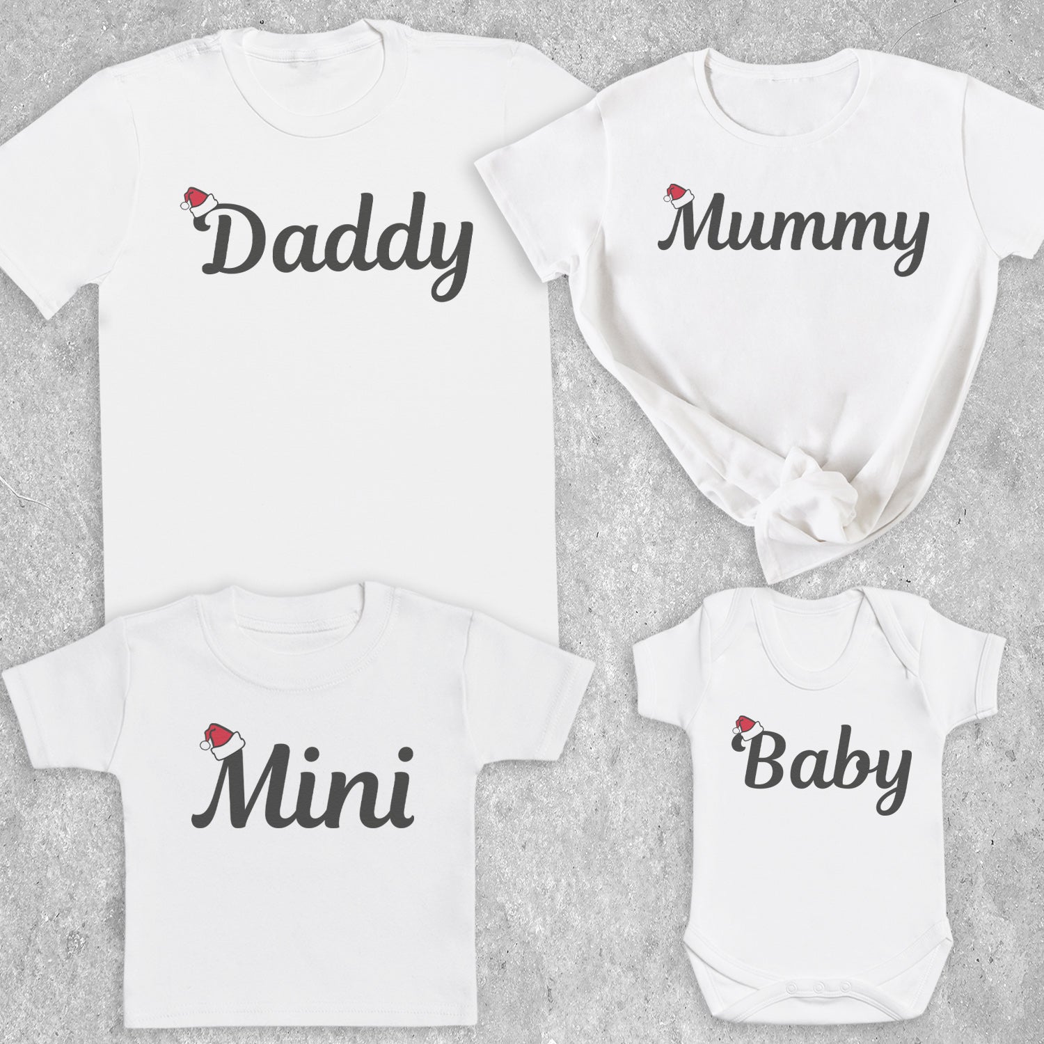 Daddy, Mummy, Mini & Baby Santa Hat - Family Matching Christmas Tops - Adult, Kids & Baby - (Sold Separately)