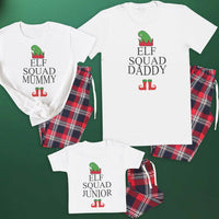 Daddy, Mummy & Junior Elf Squad - Family Matching Christmas Pyjamas - Top & Tartan PJ Bottoms - (Sold Separately)