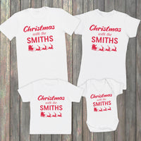 Christmas With The 'Custom Name' - Family Matching Christmas Tops - T-Shirts - (Sold Separately)