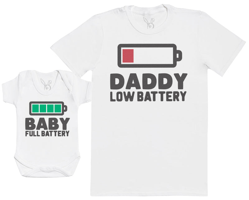 Baby Full Battery - Baby Gift Set with Baby Bodysuit & Father's T-Shirt (11604996618)