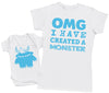 OMG I've Created A Blue Monster!- Mothers T-Shirt & Baby Bodysuit (255857786910)