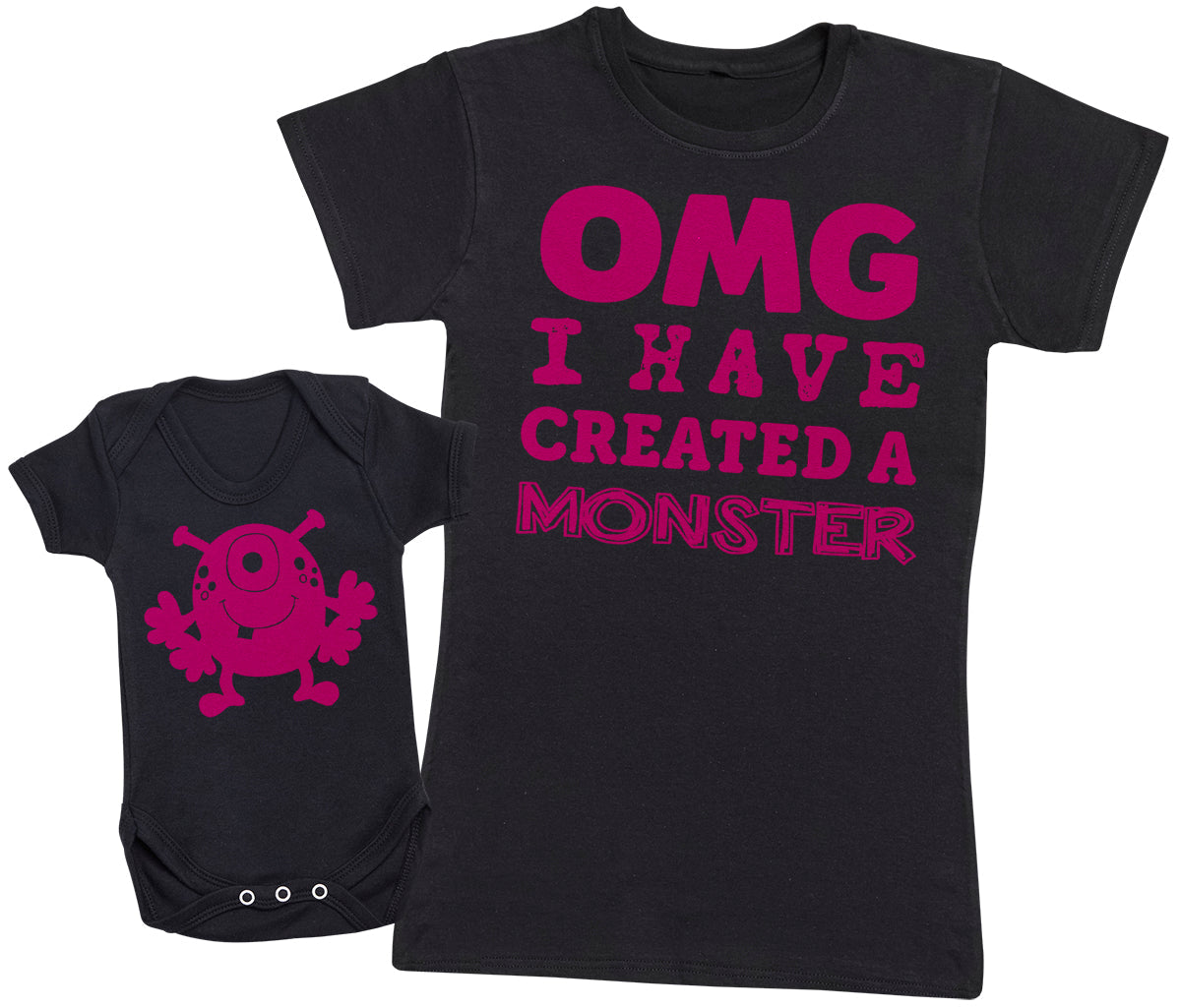 OMG I've Created A Pink Monster!- Mothers T-Shirt & Baby Bodysuit (255858704414)